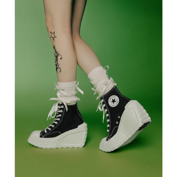 NEW CONVERSE Women and Wedge Chunky Sole Chuck Taylor High Top Sneakers Shoes - Picture 3 of 15